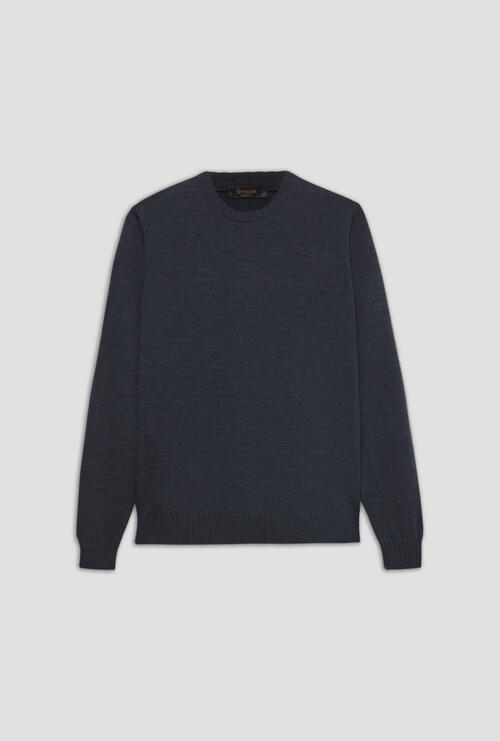 Garmentn dyed two yarn crew neck Navy Blue